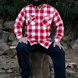 Dixxon Flannel Co The Otto Flannel Shirt Red White Plaid, size XL